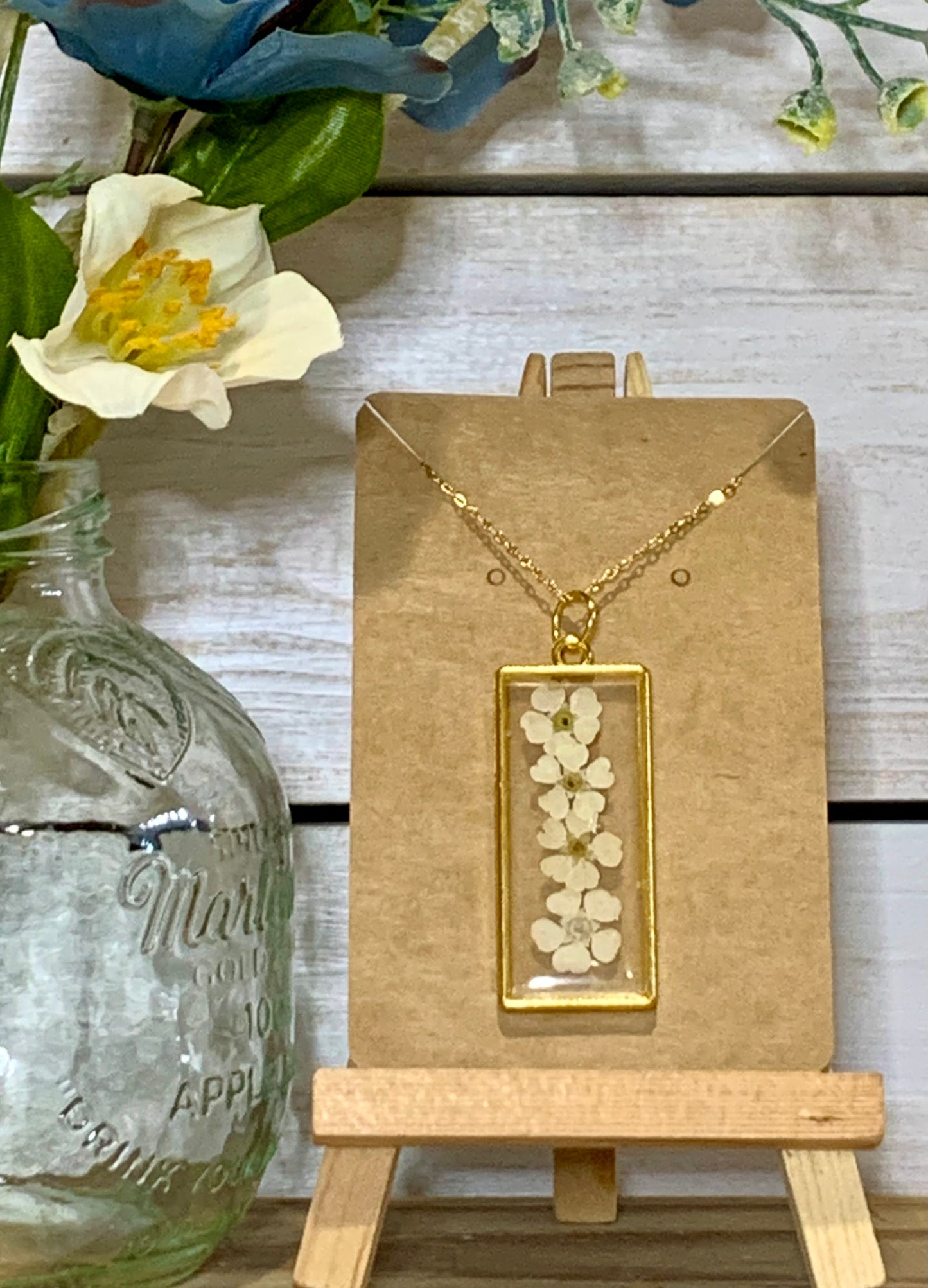 Dried Flowers in Resin Necklace