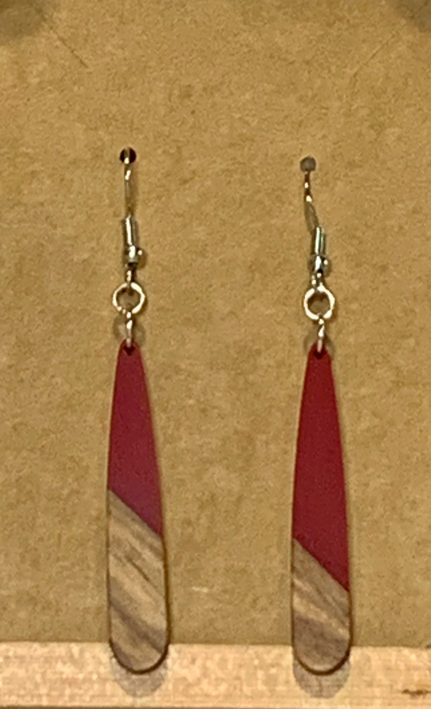 Wood & Colored Resin Drop Earrings-multiple colors