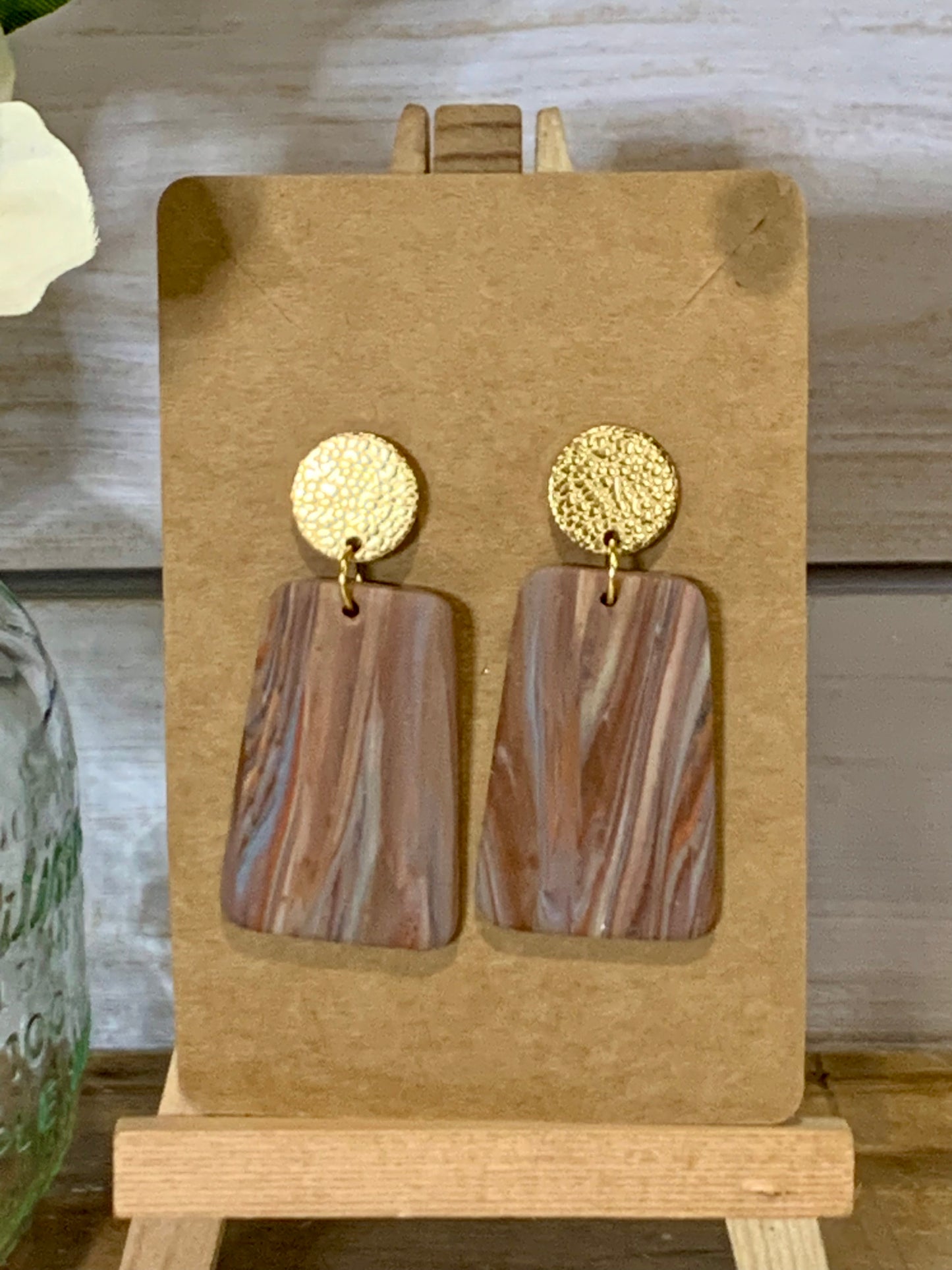 Brown Marbled Earrings