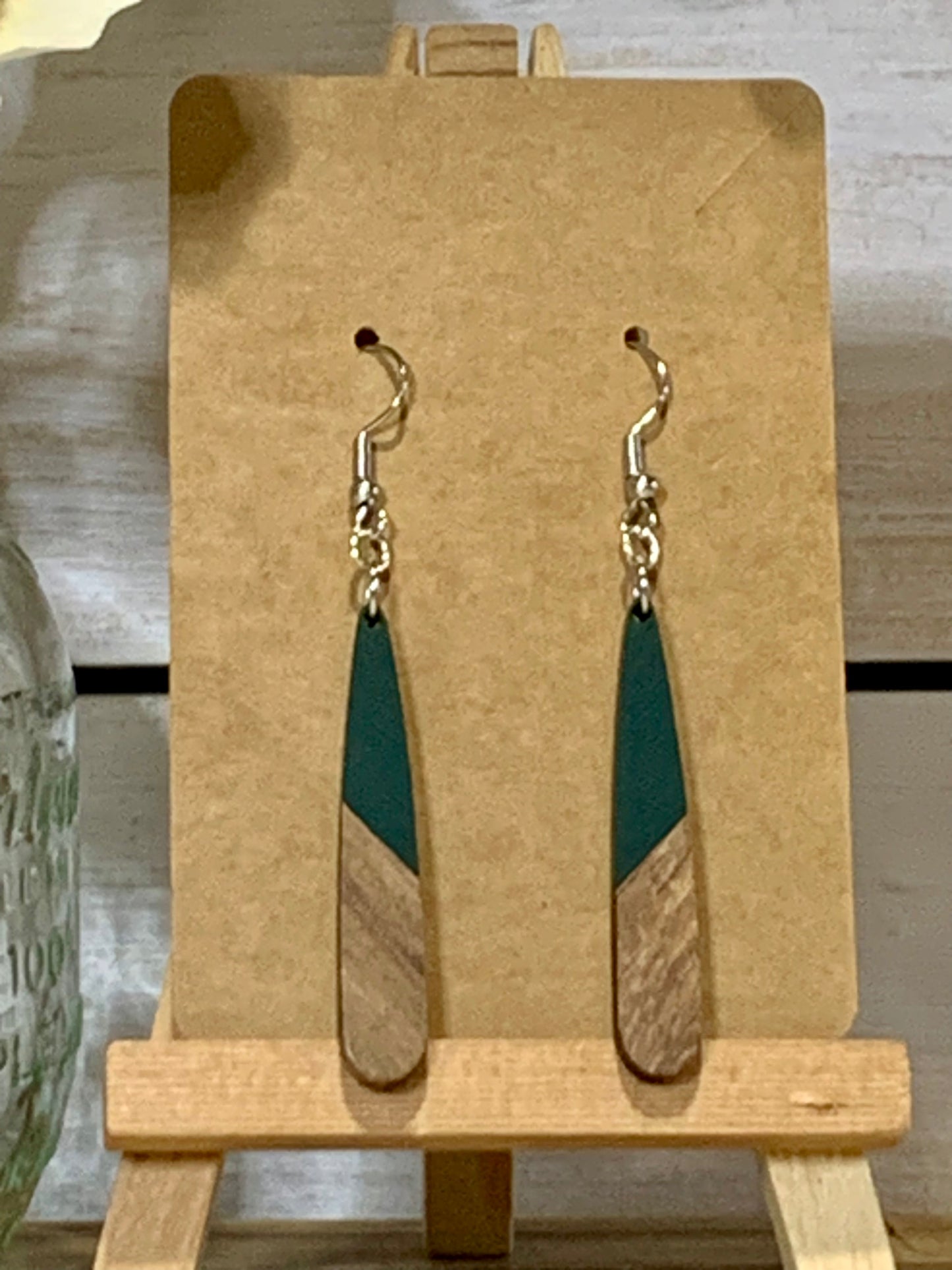 Wood & Colored Resin Drop Earrings-multiple colors