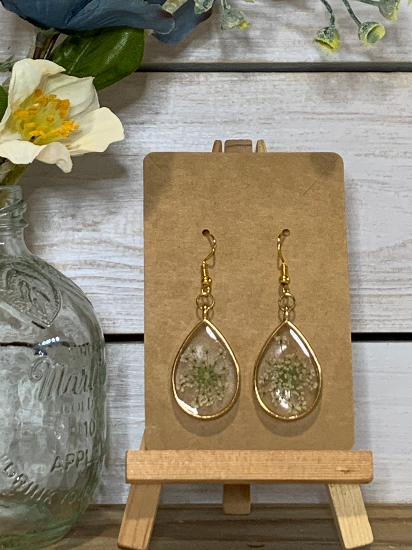 Dried Flowers in Resin Earrings