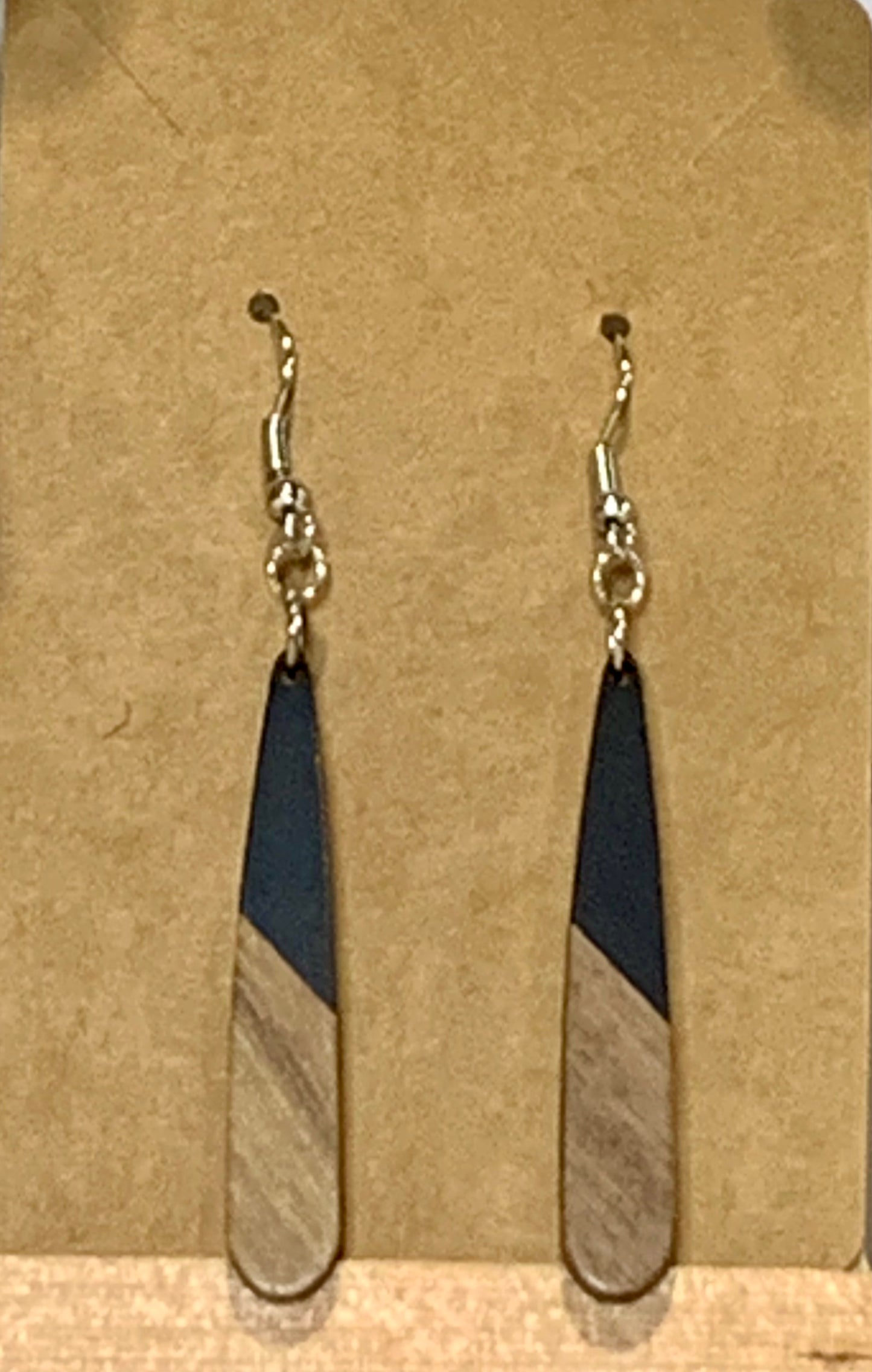 Wood & Colored Resin Drop Earrings-multiple colors