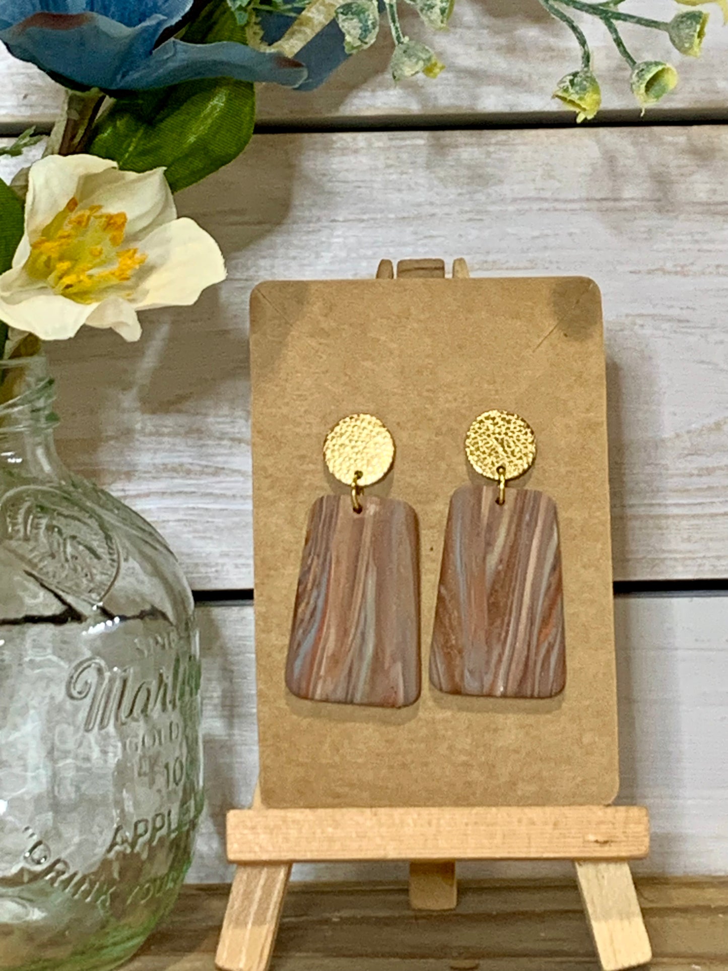 Brown Marbled Earrings