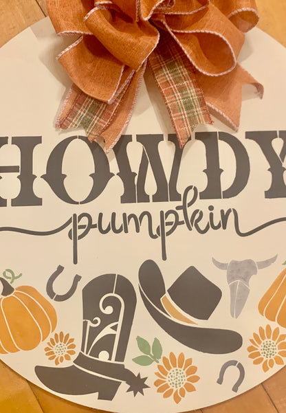 Howdy Pumpkin 16” Door Hanger