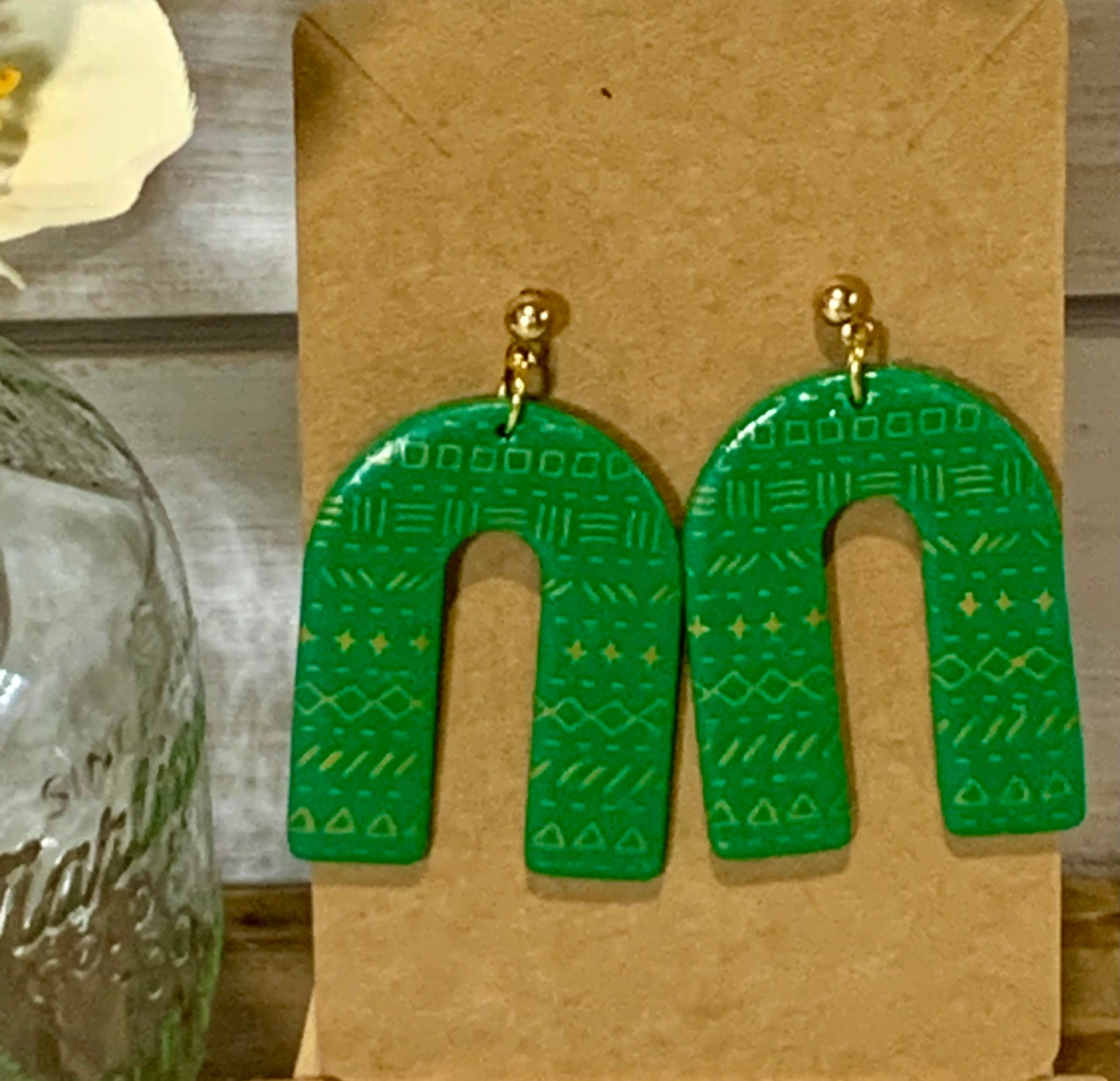 Stenciled Clay Earrings